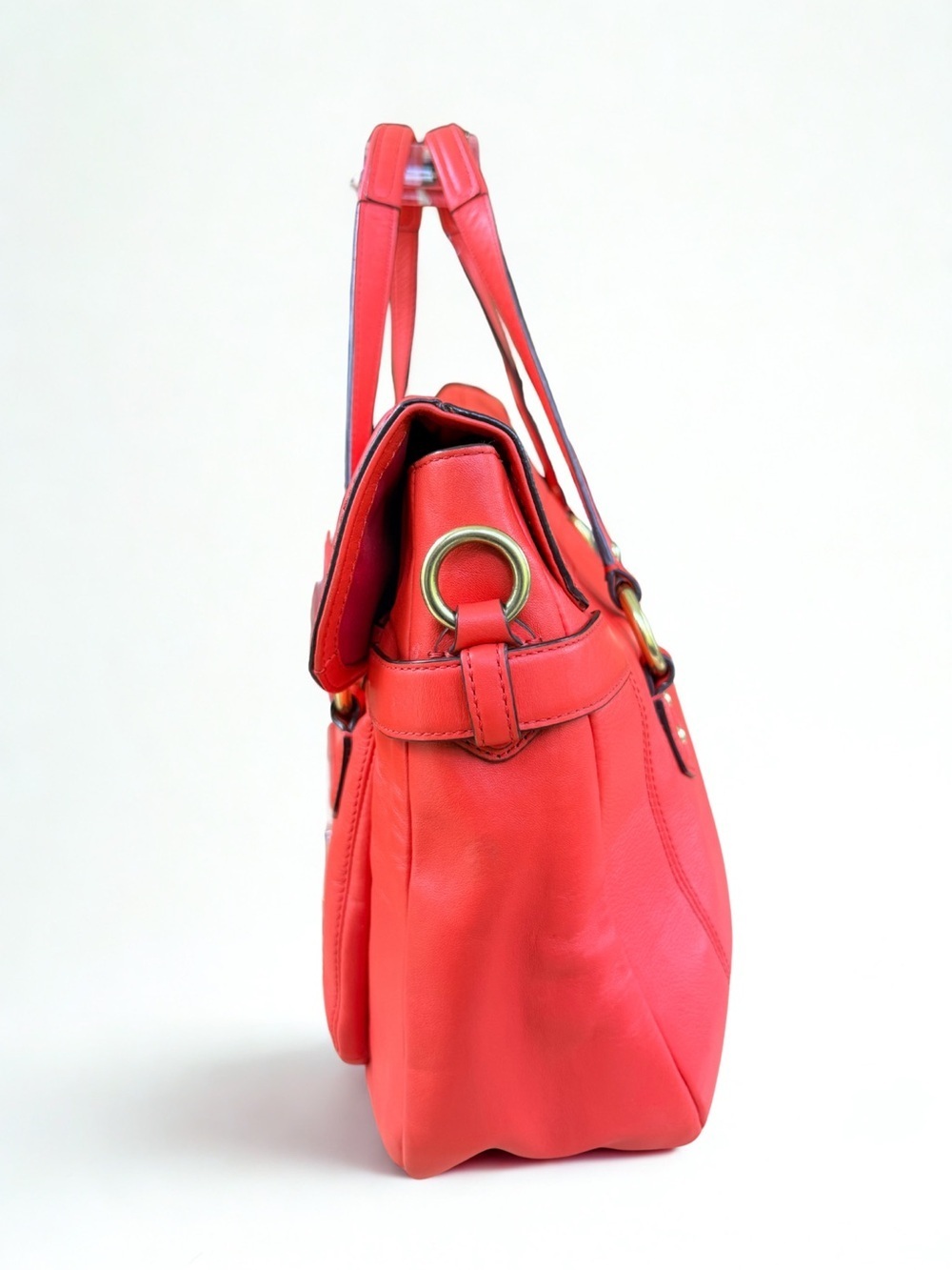 ✨ Coach Campbell Eva Flap Satchel | Smooth Leather Crossbody F26127 Coral - Picture 6 of 12